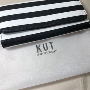 KUT From The Kloth Slim Black & White Striped Wallet card organizer New